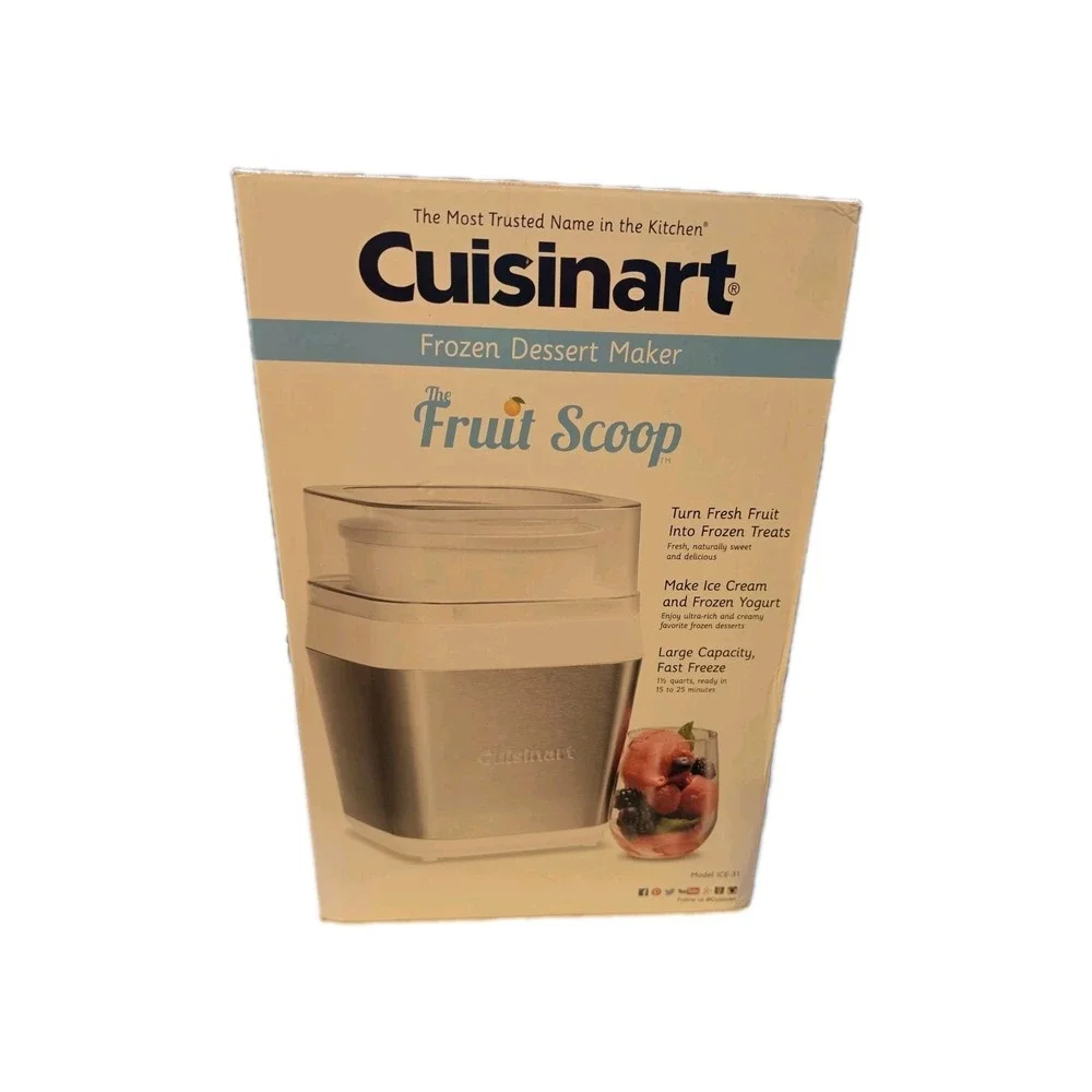 Cuisinart Ice Cream Maker Fruit‎ Scoop Model ICE-31_Capacity of 1.5-Quart NEW